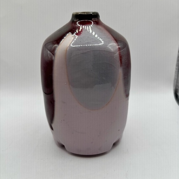 LASLO MIKASA Asian stoneware Vase JAPAN vase. Maroon, grey, mauve. - Picture 6 of 8